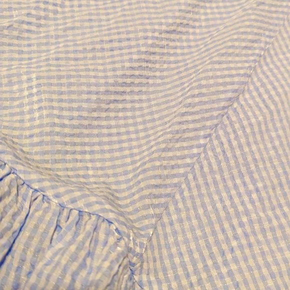 GANNI SSENSE Exclusive Blue and White Seersucker Check Long Dress - Picture 8 of 8